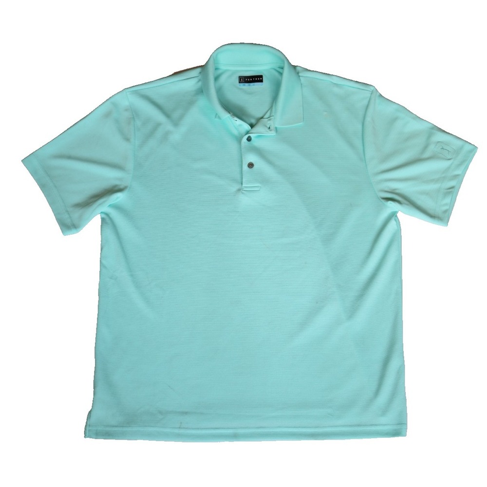 PGA Tour Mens Large Mint Green Short Sleeve Performance Golf Polo Shirt